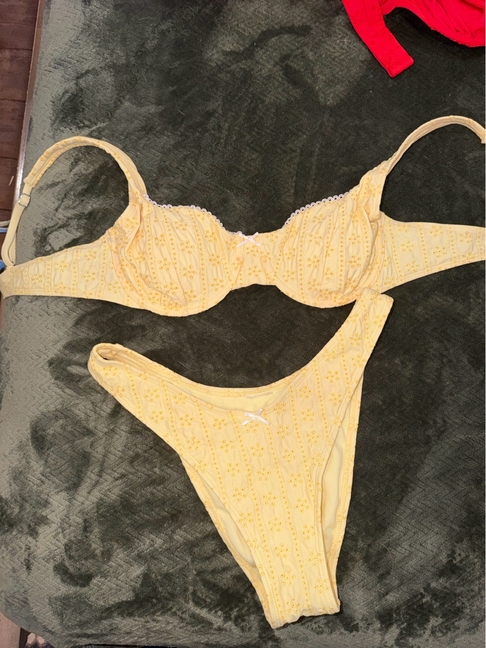 wild fable Yellow Eyelet Lace Bikini Set